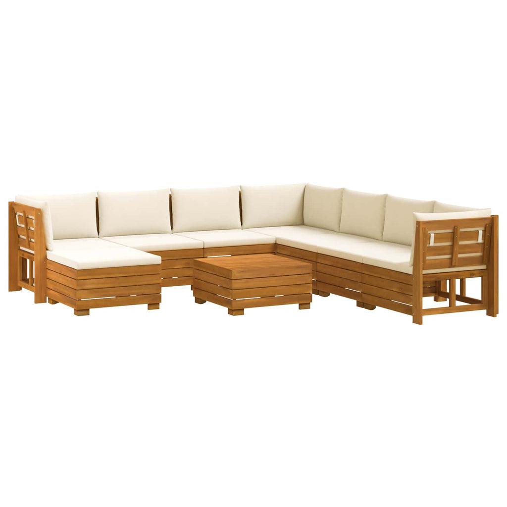vidaXL Outdoor-Sofagarnitur mit Kissen 9 Stück Braun Massivholz Akazie