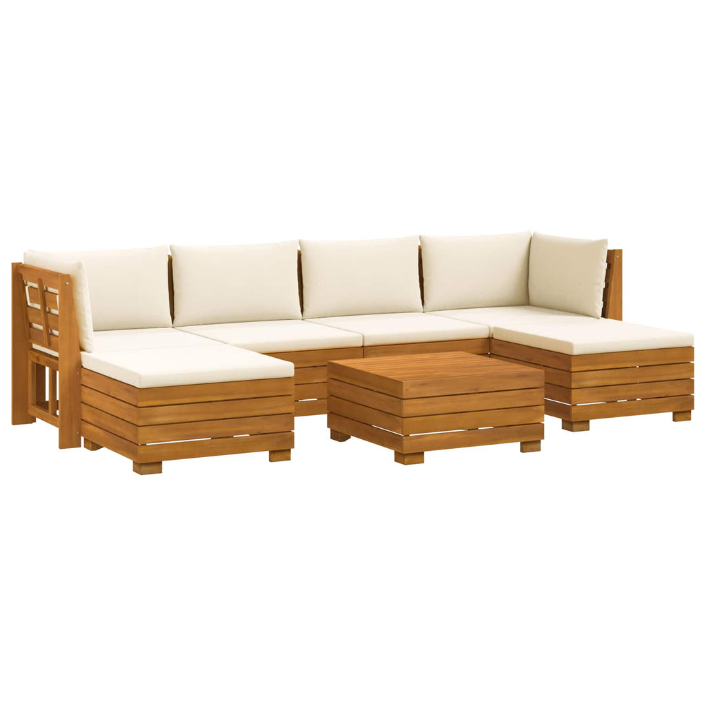vidaXL Outdoor-Sofagarnitur mit Kissen 7 Stück Braun Massivholz Akazie