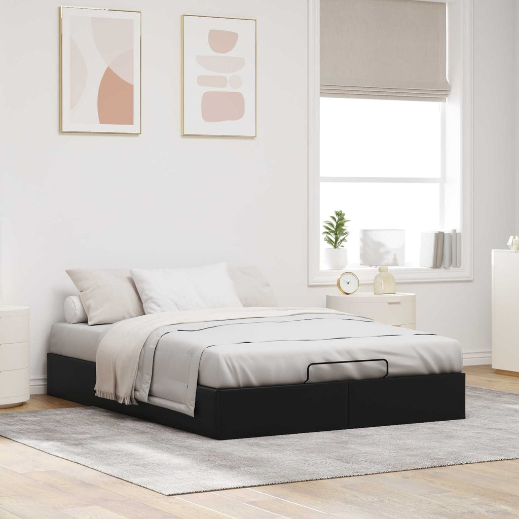 vidaXL Ottoman Bettgestell Schwarz 152 x 203 cm Kunstleder