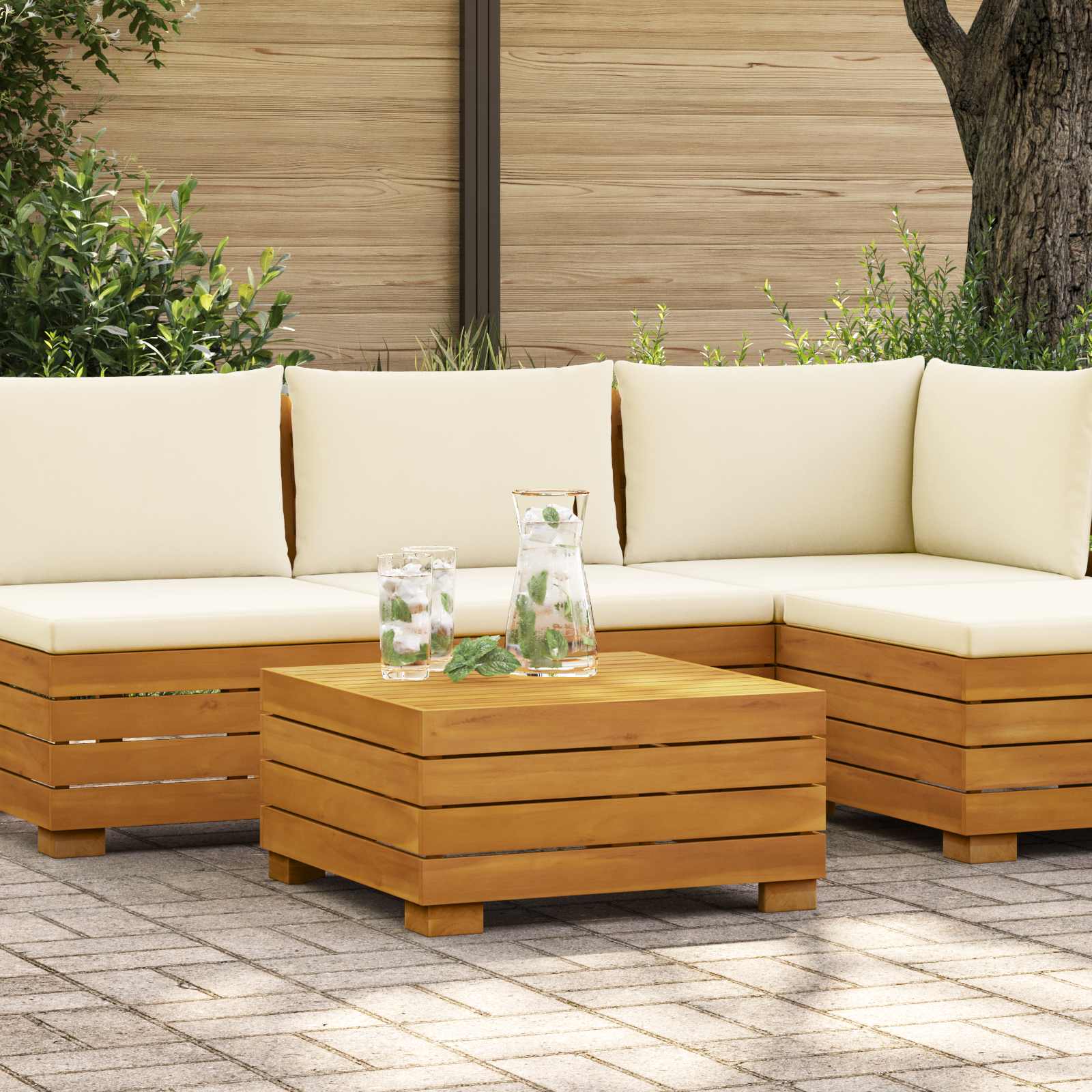 vidaXL Garten-Beistelltisch Massivholz Akazie Braun 60 x 60 x 30 cm