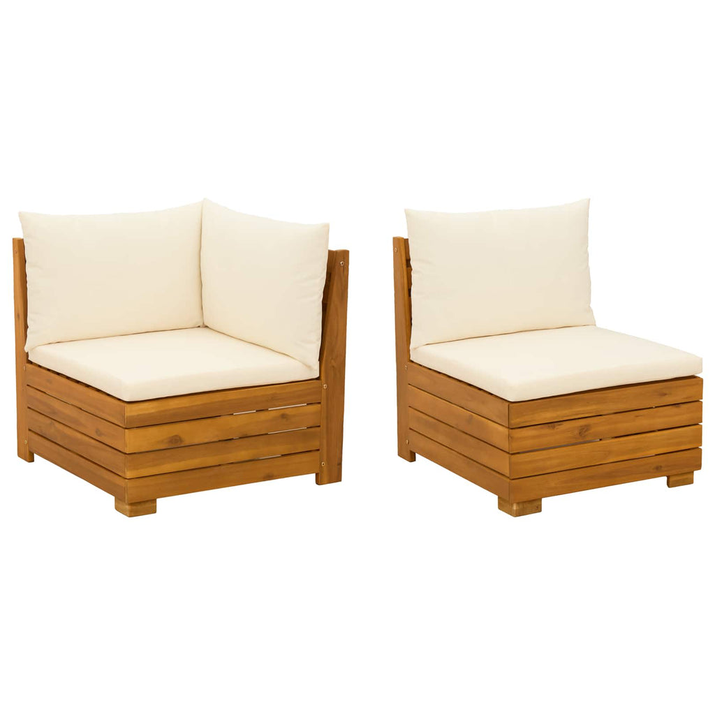 vidaXL Garten-Lounge-Set mit Kissen 2 Stück Braun Massivholz Akazie