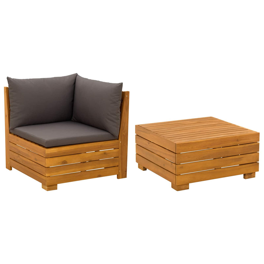 vidaXL 2-tlg. Garten-Lounge-Set aus massivem Akazienholz Braun