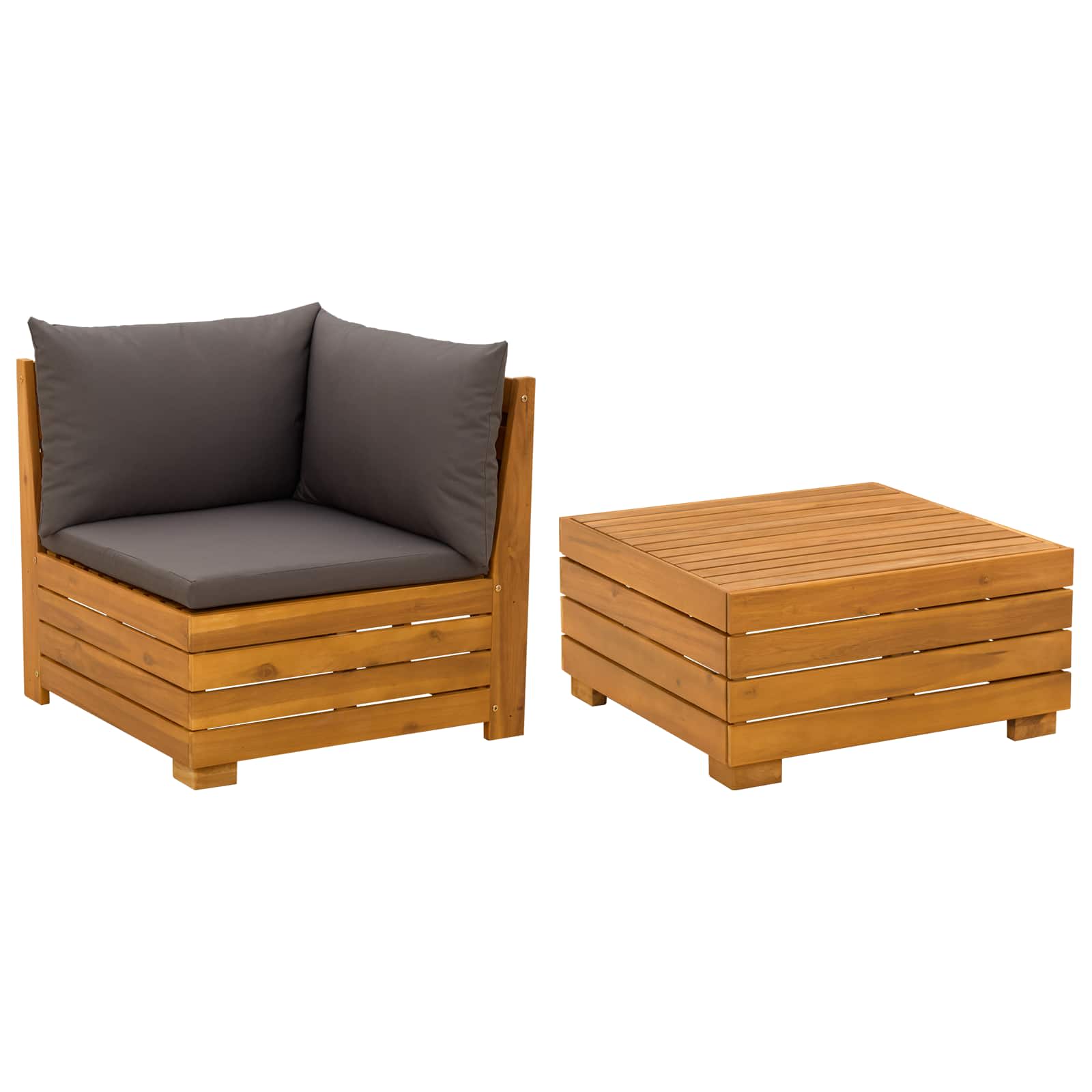 vidaXL 2-tlg. Garten-Lounge-Set aus massivem Akazienholz Braun