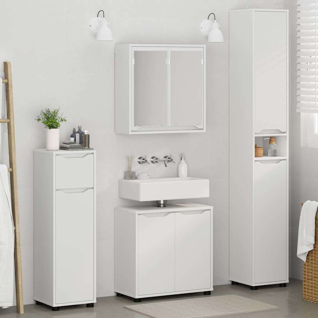 vidaXL Badezimmermöbel-Set mit Schubladen 4 pcs Weiß Holzwerkstoff