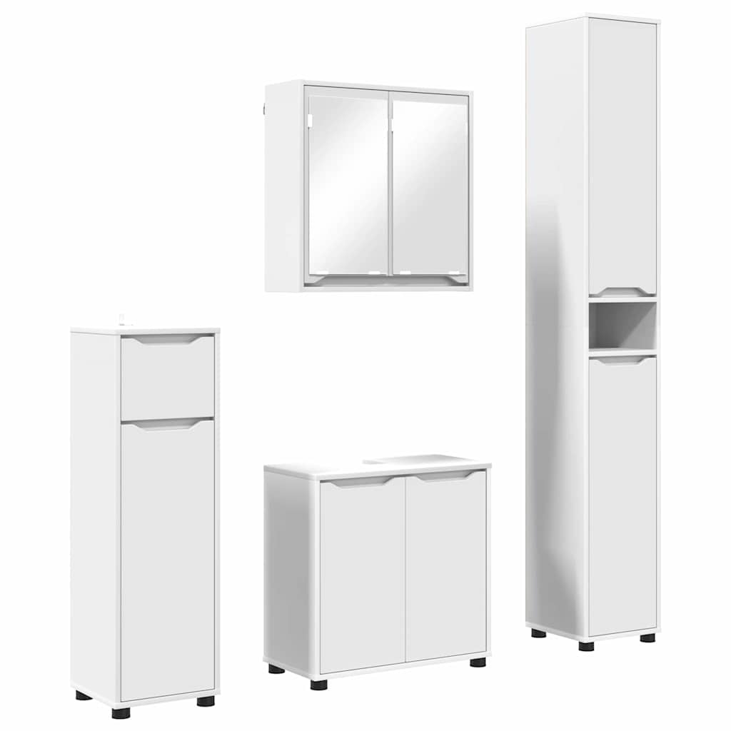 vidaXL Badezimmermöbel-Set mit Schubladen 4 pcs Weiß Holzwerkstoff