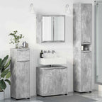vidaXL Badezimmermöbel-Set mit Regal 4 pcs Beton Grau Holzwerkstoff