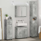 vidaXL Badezimmermöbel-Set mit Regal 4 pcs Beton Grau Holzwerkstoff