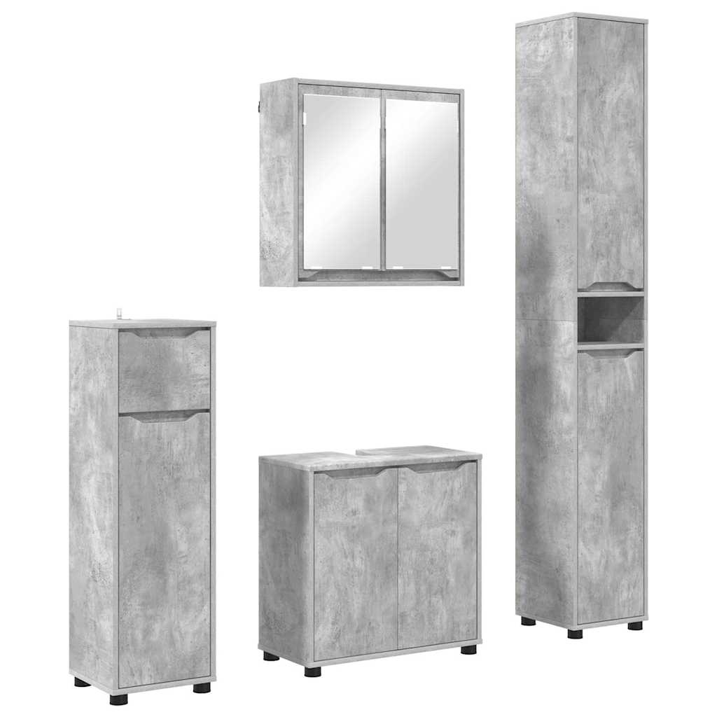 vidaXL Badezimmermöbel-Set mit Regal 4 pcs Beton Grau Holzwerkstoff