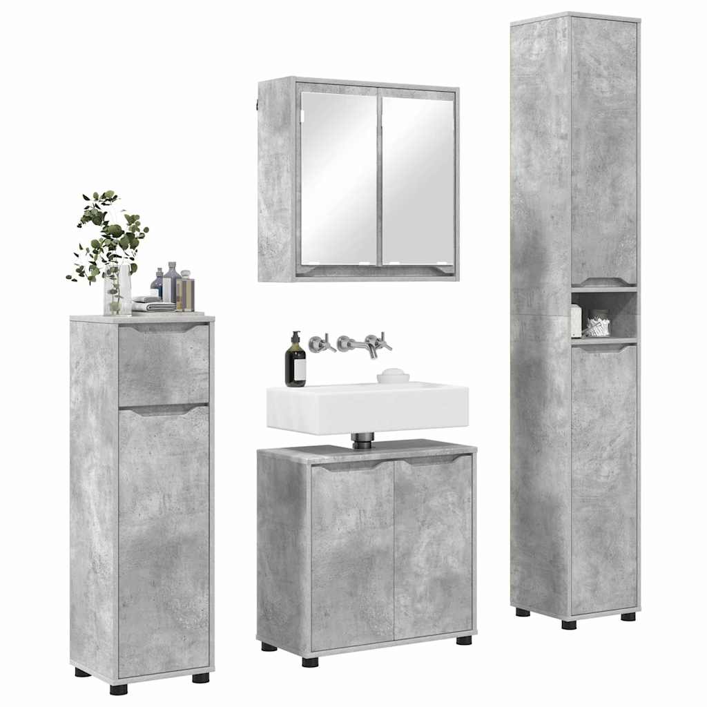 vidaXL Badezimmermöbel-Set mit Regal 4 pcs Beton Grau Holzwerkstoff