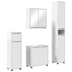 vidaXL Badezimmermöbel-Set Mit Rad 4 pcs Hochglanz Weiß Holzwerkstoff