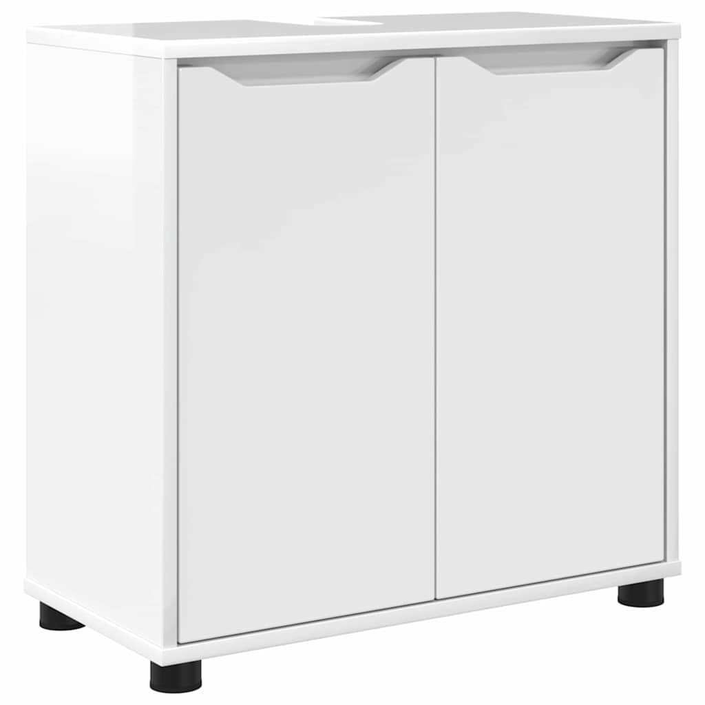 vidaXL Badezimmermöbel-Set Mit Rad 4 pcs Hochglanz Weiß Holzwerkstoff