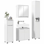 vidaXL Badezimmermöbel-Set Mit Rad 4 pcs Hochglanz Weiß Holzwerkstoff
