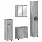 vidaXL Badezimmermöbel-Set mit Regal 4 pcs Graues Sonoma Holzwerkstoff