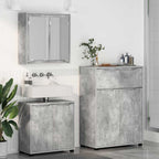 vidaXL Badezimmermöbel-Set mit Regal 3 pcs Beton Grau Holzwerkstoff