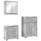 vidaXL Badezimmermöbel-Set mit Regal 3 pcs Beton Grau Holzwerkstoff