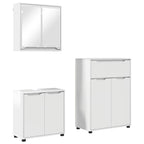 vidaXL Badezimmermöbel-Set Mit Rad 3 pcs Hochglanz Weiß Holzwerkstoff