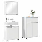 vidaXL Badezimmermöbel-Set Mit Rad 3 pcs Hochglanz Weiß Holzwerkstoff