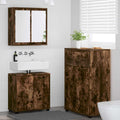 vidaXL Badezimmermöbel-Set 3 pcs Geräucherte Eiche Holzwerkstoff