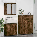 vidaXL Badezimmermöbel-Set 3 pcs Geräucherte Eiche Holzwerkstoff