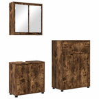 vidaXL Badezimmermöbel-Set 3 pcs Geräucherte Eiche Holzwerkstoff
