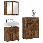 vidaXL Badezimmermöbel-Set 3 pcs Geräucherte Eiche Holzwerkstoff