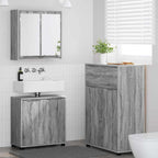 vidaXL Badezimmermöbel-Set mit Regal 3 pcs Graues Sonoma Holzwerkstoff
