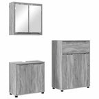 vidaXL Badezimmermöbel-Set mit Regal 3 pcs Graues Sonoma Holzwerkstoff