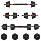 vidaXL 2-in-1 Hantelset 30kg Schwarz und Rot Zement und Eisensand