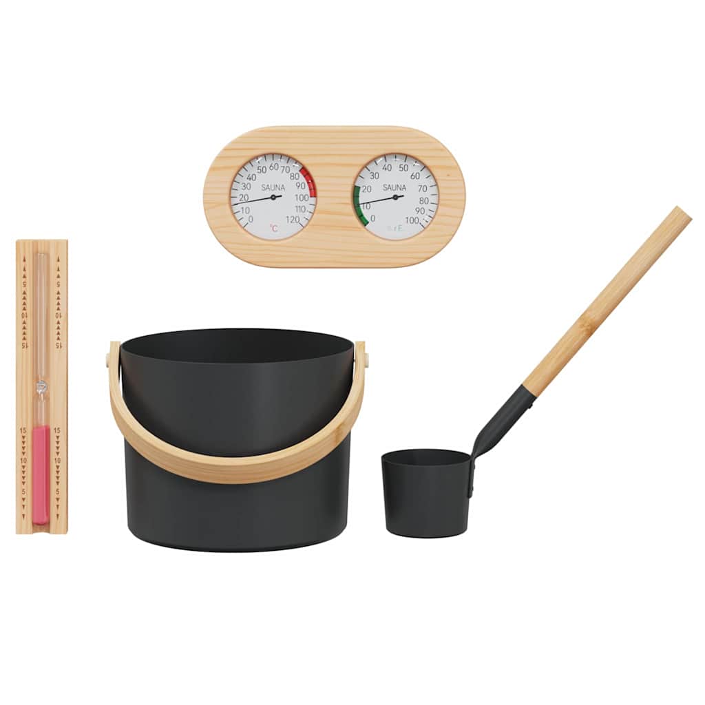 vidaXL Sauna Zubehör Set 4 pcs Schwarz