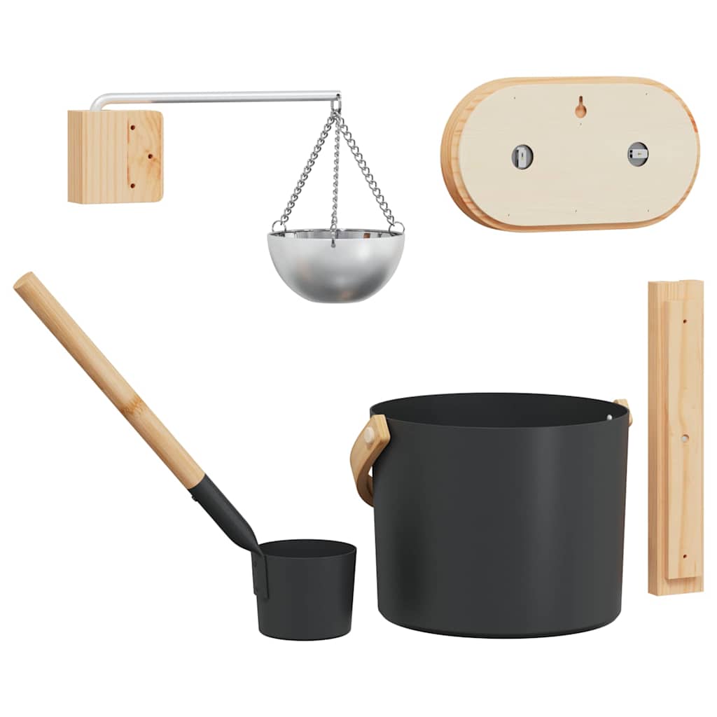 vidaXL Sauna Zubehör Set 5 pcs Schwarz