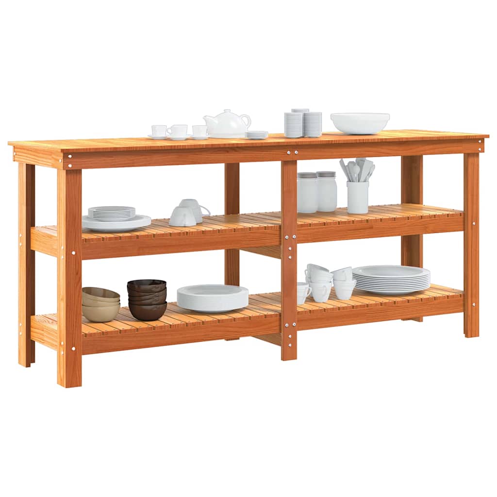 vidaXL Werkbank Wachsbraun 181,5 x 50 x 80 cm Massives Kiefernholz