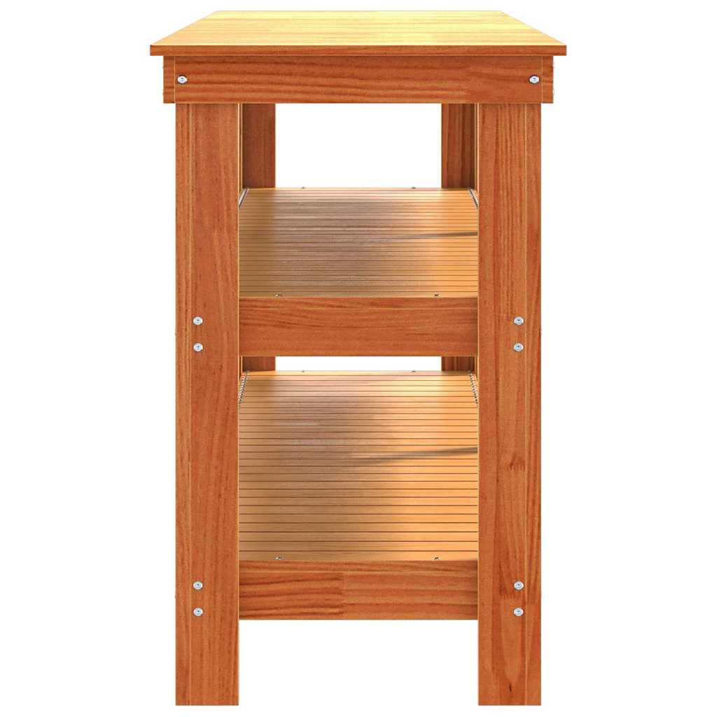 vidaXL Werkbank Wachsbraun 181,5 x 50 x 80 cm Massives Kiefernholz