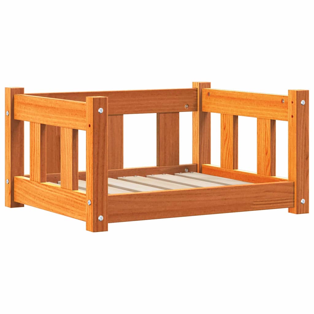 vidaXL Hundebett Wachsbraun 55 x 45 x 28 cm Massives Kiefernholz