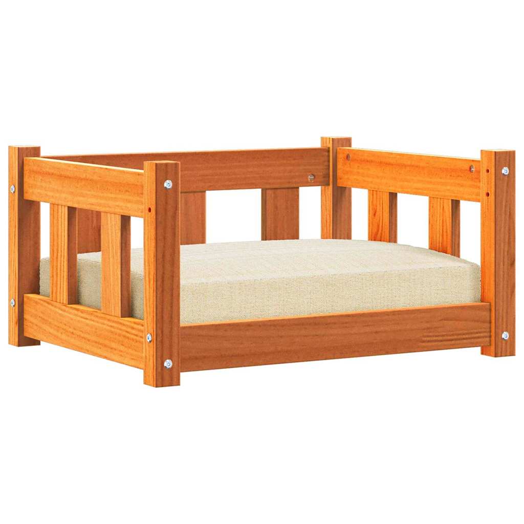 vidaXL Hundebett Wachsbraun 55 x 45 x 28 cm Massives Kiefernholz