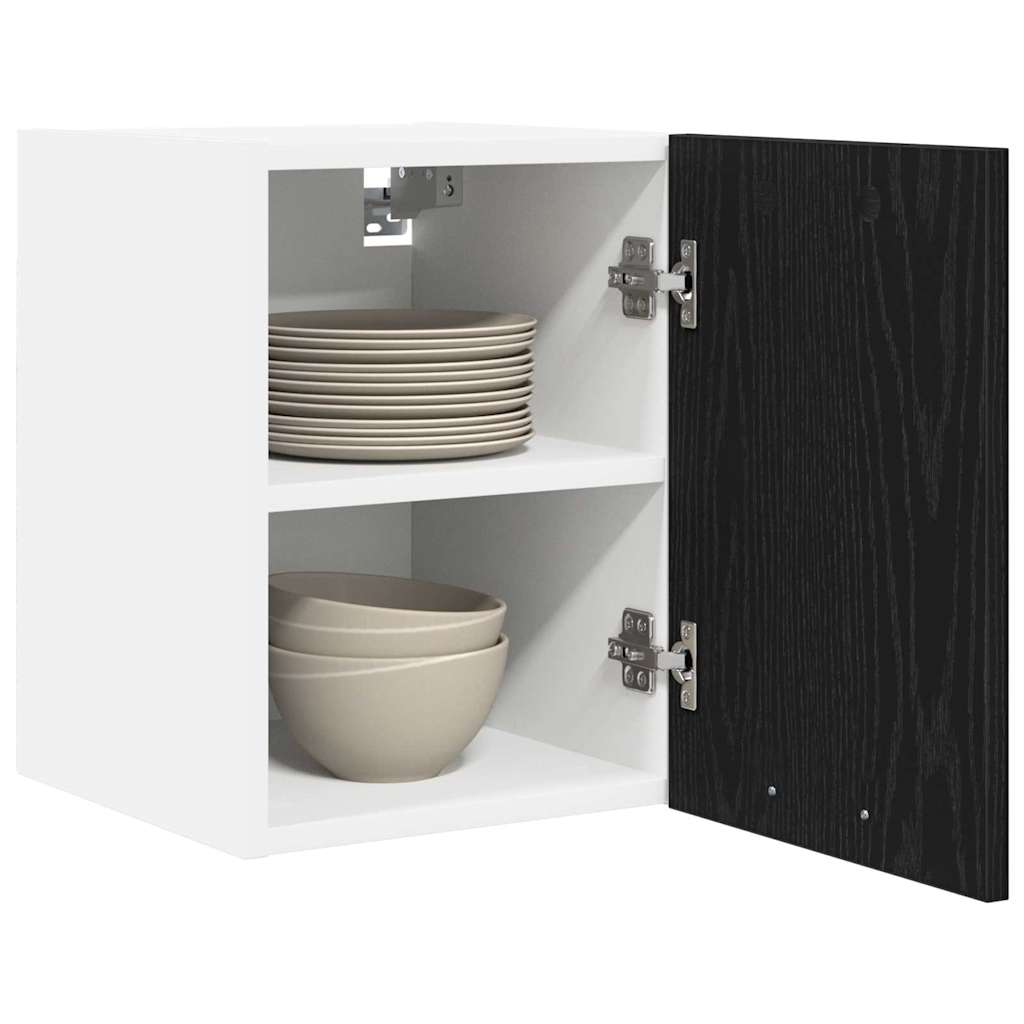 vidaXL Hängeschrank mit Tür Schwarze Eiche und Weiß 30 x 31 x 40 cm