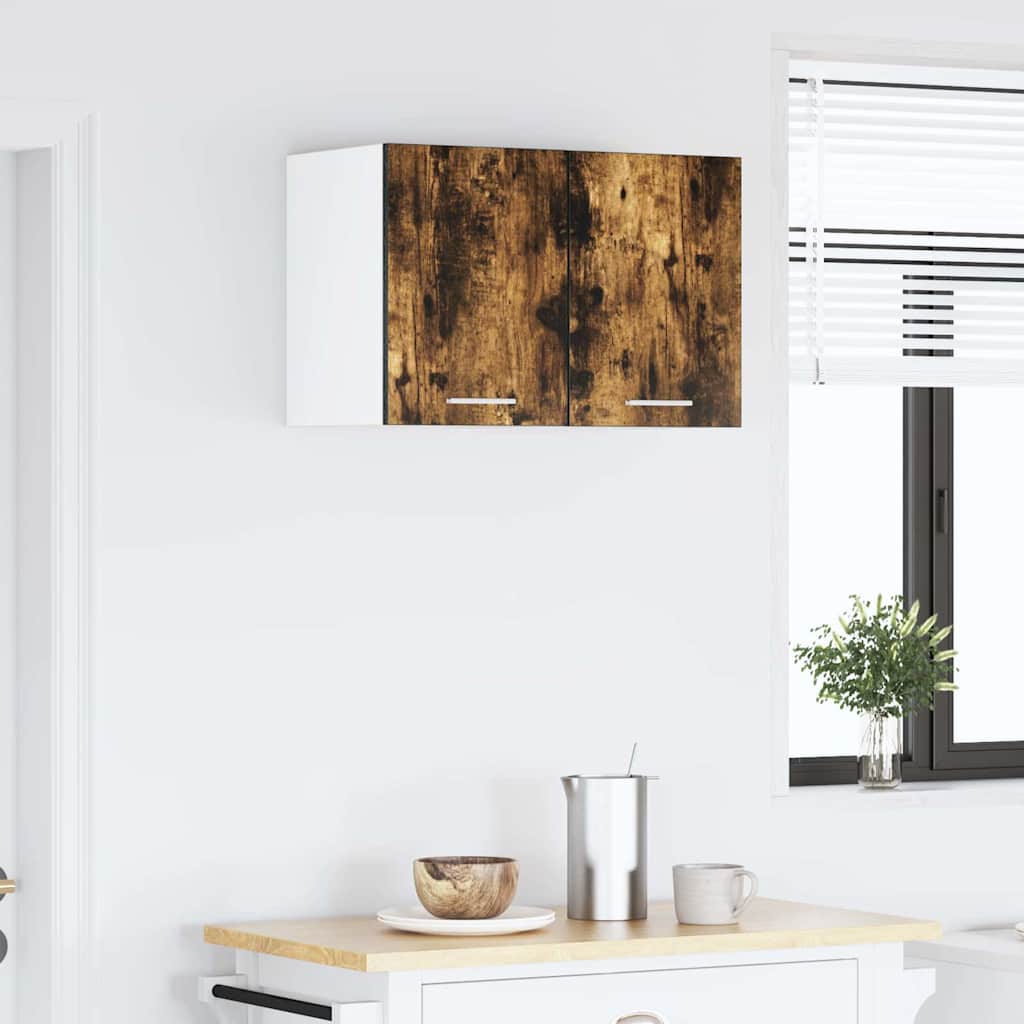 vidaXL Hängeschrank mit Tür Geräucherte Eiche und Weiß 30 x 31 x 40 cm