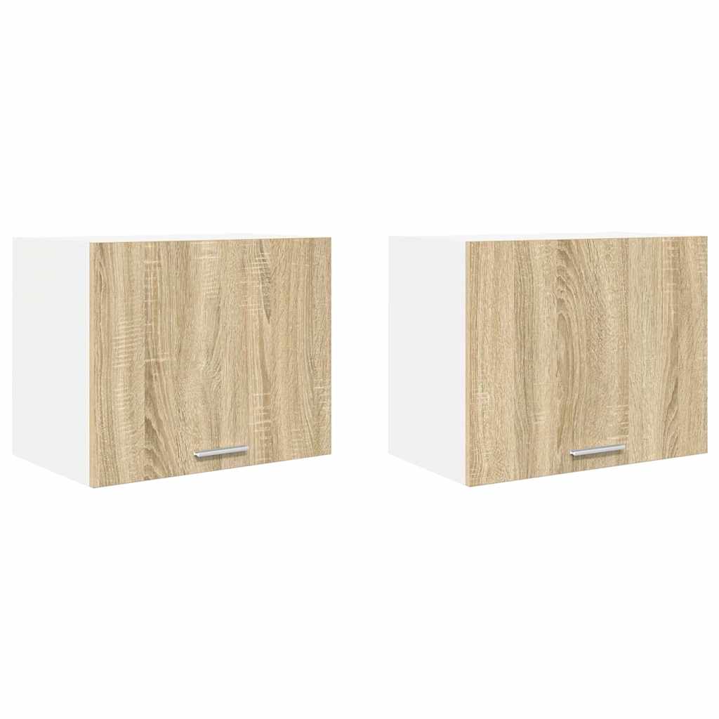 vidaXL Hängeschrank 2 pcs Sonoma-Eiche und Weiß 50 x 31 x 40 cm