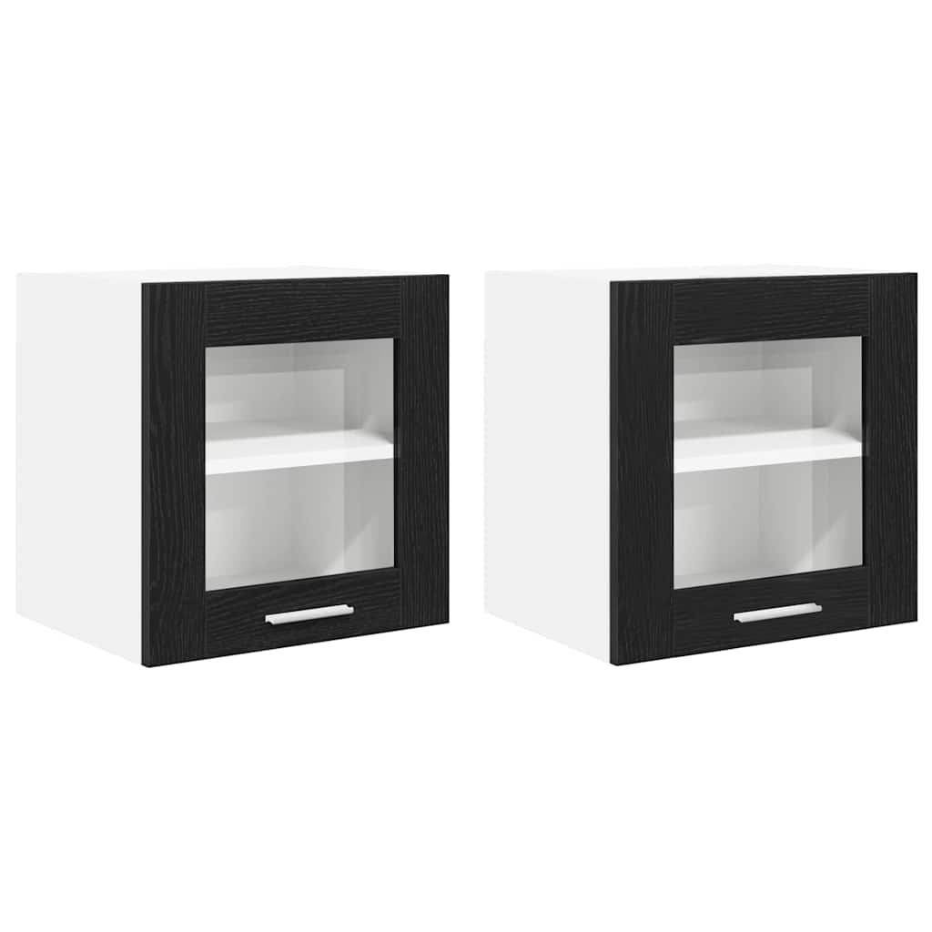 vidaXL Hängeschrank mit Tür 2 pcs Schwarz Eichen-Optik 40 x 31 x 40 cm