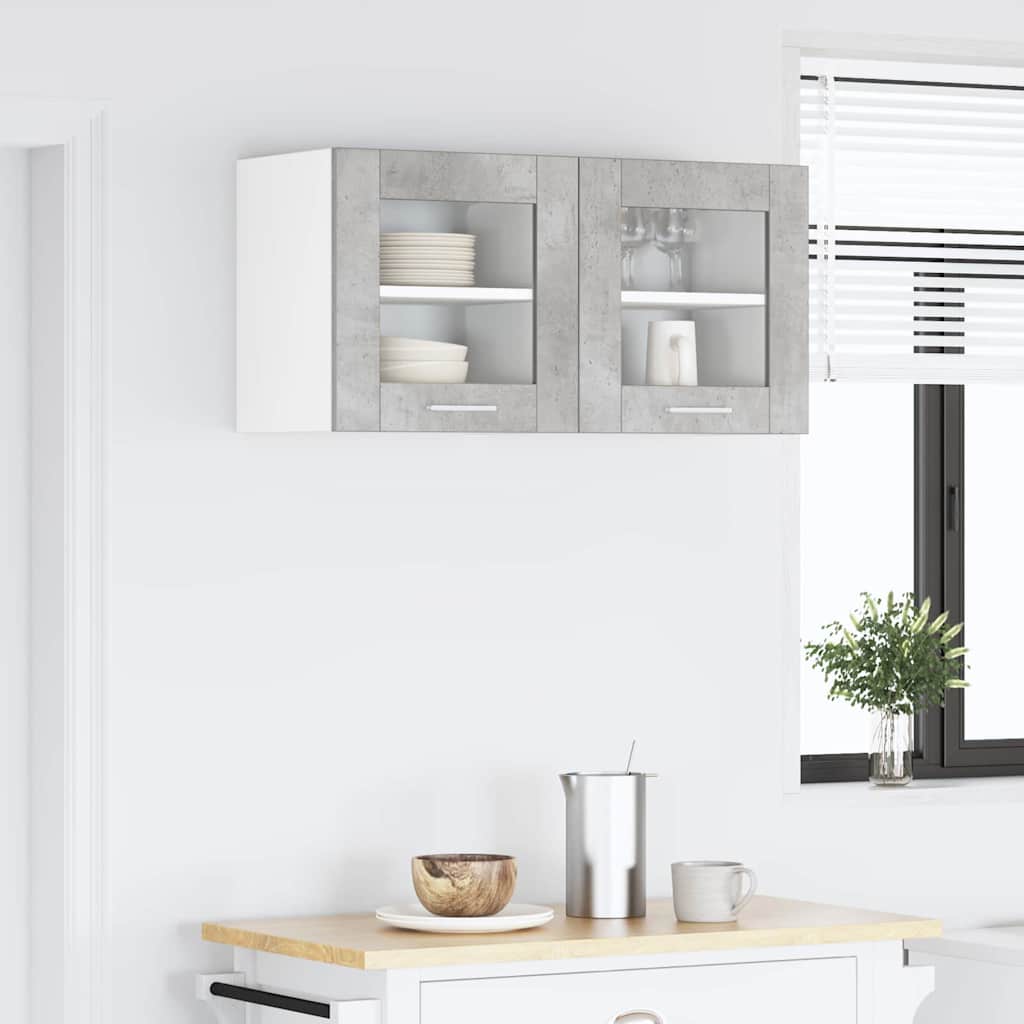 vidaXL Hängeschrank mit Speicher Riga 2 pcs Beton Grau 40 x 31 x 40 cm