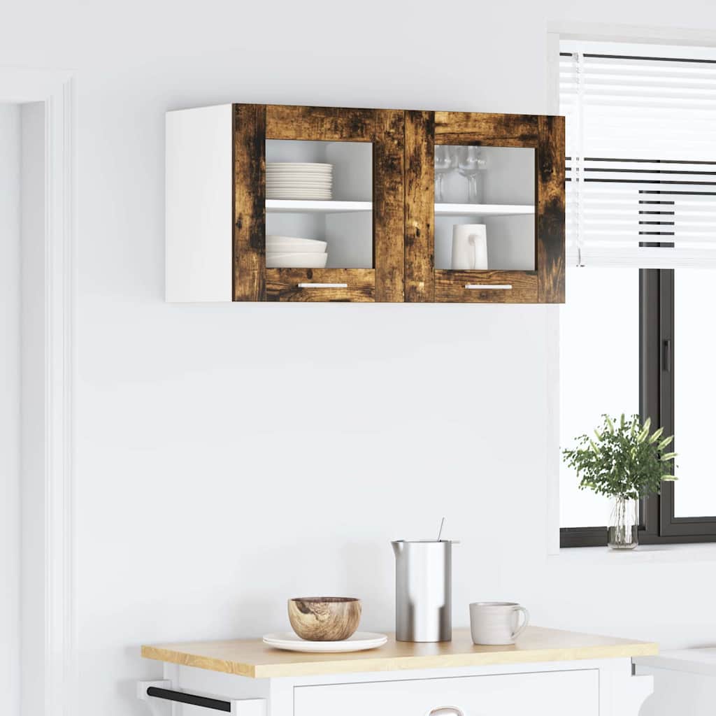 vidaXL Hängeschrank mit Tür 2 pcs Geräucherte Eiche 40 x 31 x 40 cm