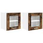 vidaXL Hängeschrank mit Tür 2 pcs Geräucherte Eiche 40 x 31 x 40 cm