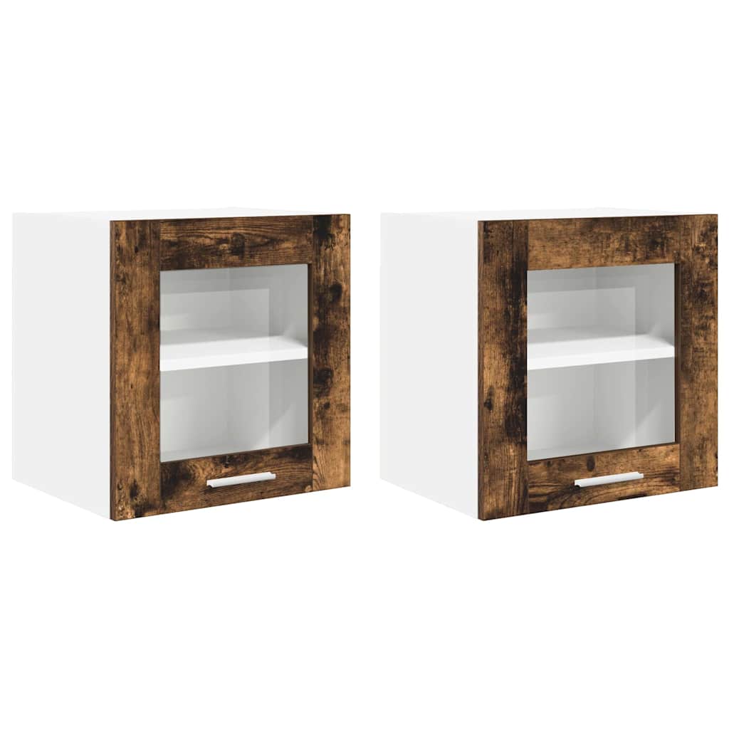 vidaXL Hängeschrank mit Tür 2 pcs Geräucherte Eiche 40 x 31 x 40 cm