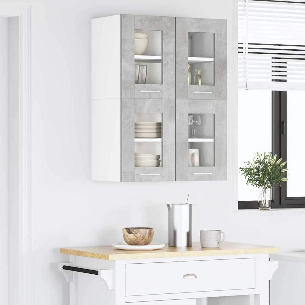 vidaXL Hängeschrank 2 pcs Beton Grau 60 x 31 x 40 cm Holzwerkstoff