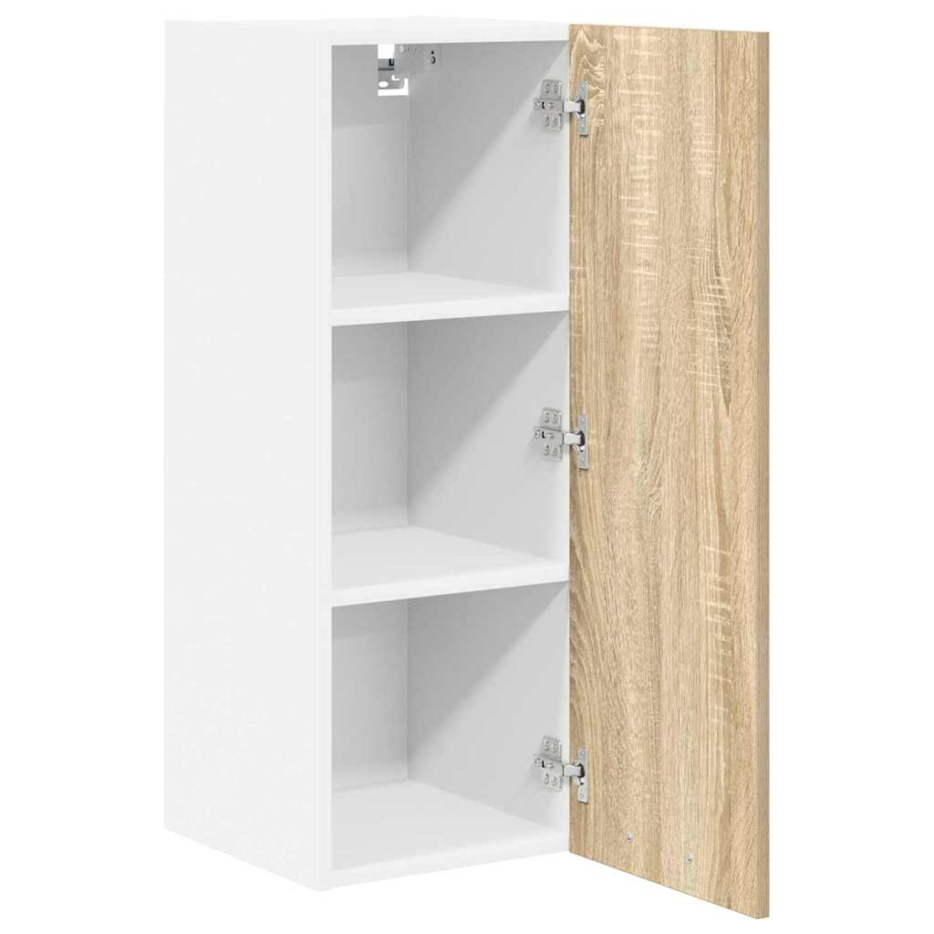 vidaXL Hängeschrank mit Speicher Sonoma-Eiche und Weiß 30 x 31 x 80 cm