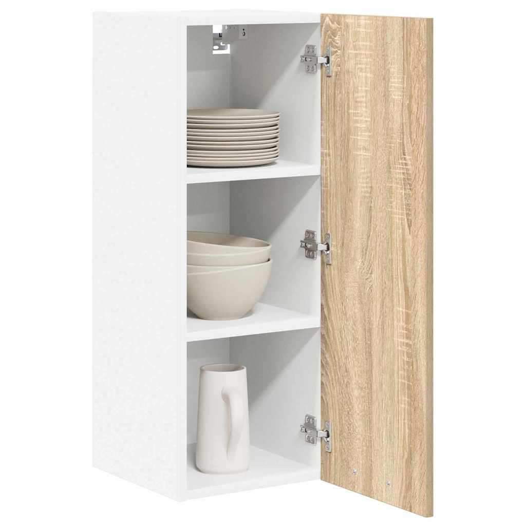 vidaXL Hängeschrank mit Speicher Sonoma-Eiche und Weiß 30 x 31 x 80 cm
