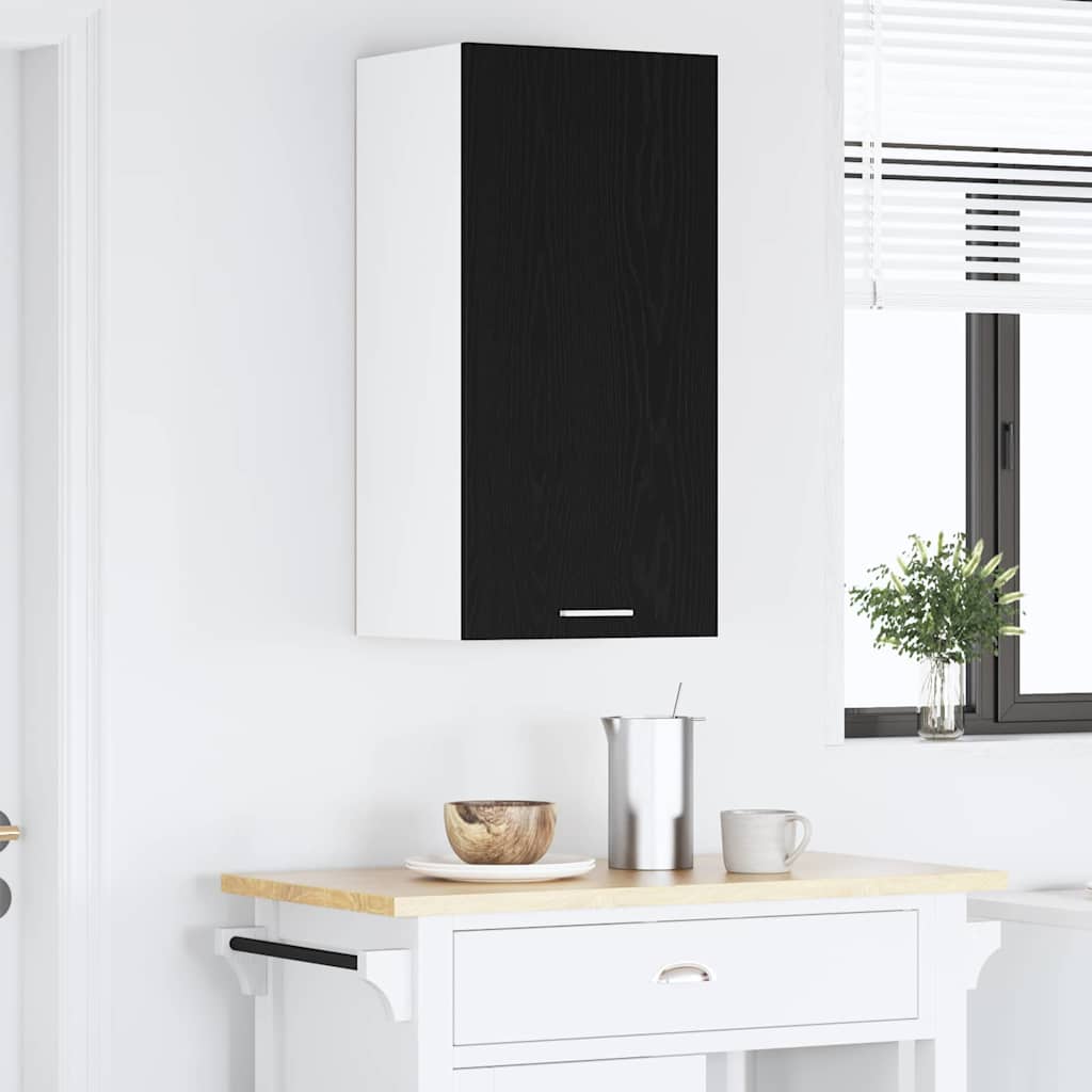 vidaXL Hängeschrank Riga Schwarze Eiche und Weiß 40 x 31 x 80 cm