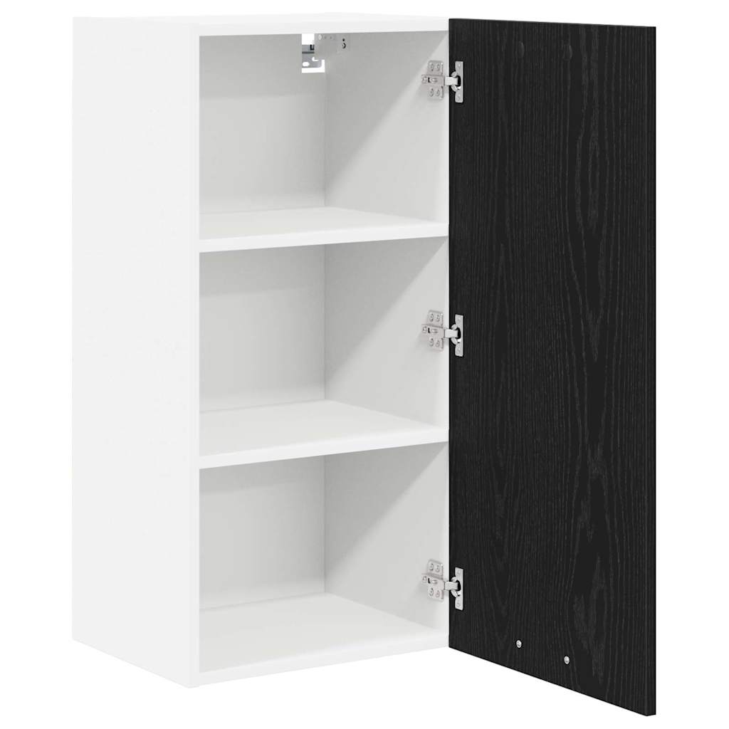vidaXL Hängeschrank Riga Schwarze Eiche und Weiß 40 x 31 x 80 cm