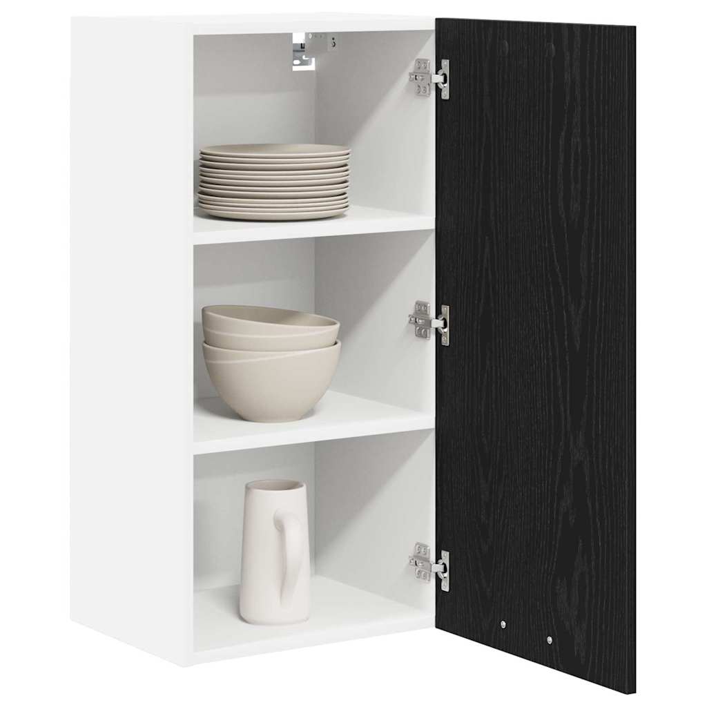 vidaXL Hängeschrank Riga Schwarze Eiche und Weiß 40 x 31 x 80 cm
