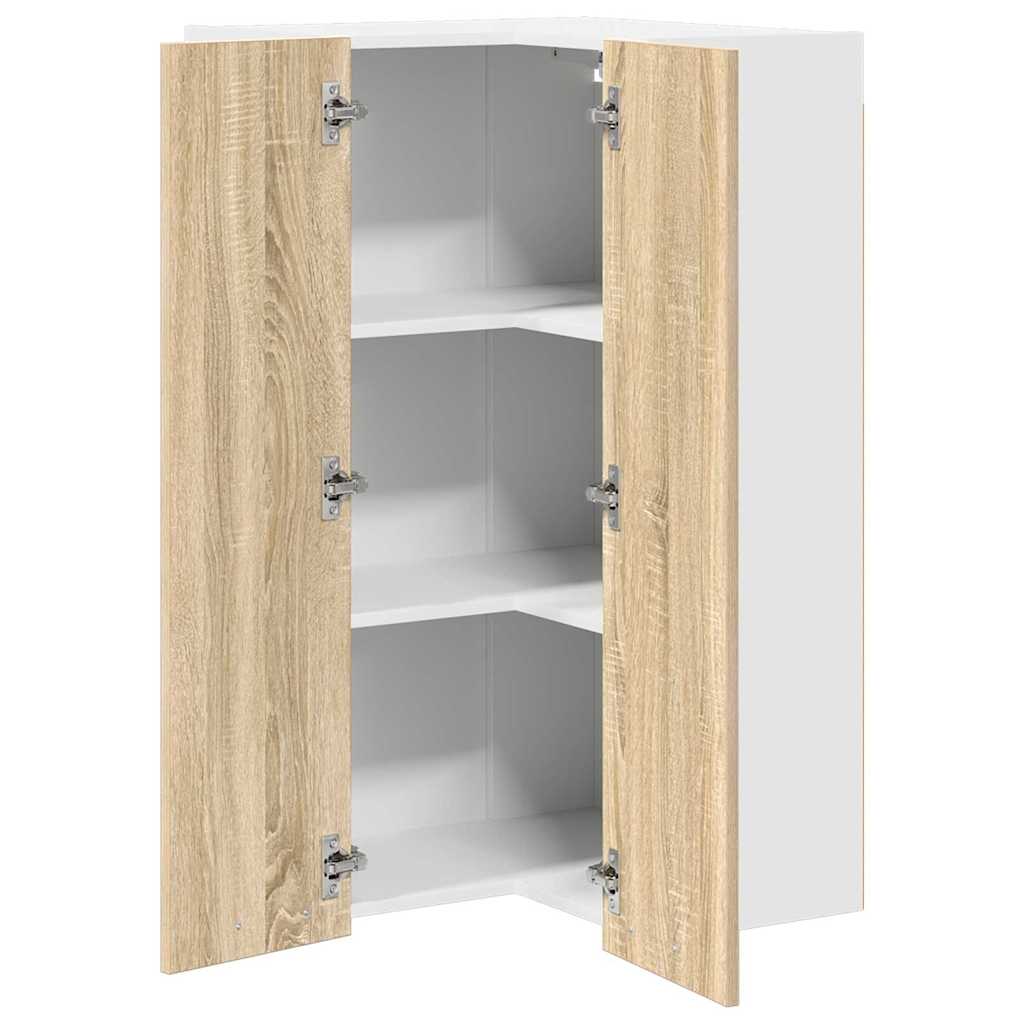 vidaXL Hängeschrank mit Tür Sonoma-Eiche und Weiß 57 x 57 x 100 cm
