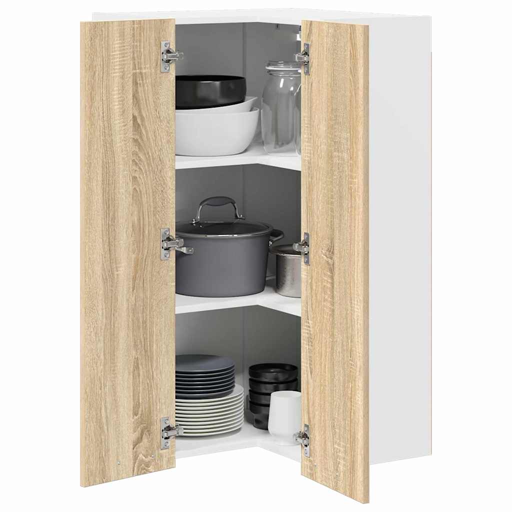 vidaXL Hängeschrank mit Tür Sonoma-Eiche und Weiß 57 x 57 x 100 cm